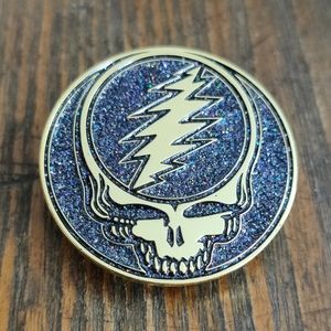 Grateful Dean DARK-STAR Black Galaxy Glitter & Gold 1.5" STEALIE Pin